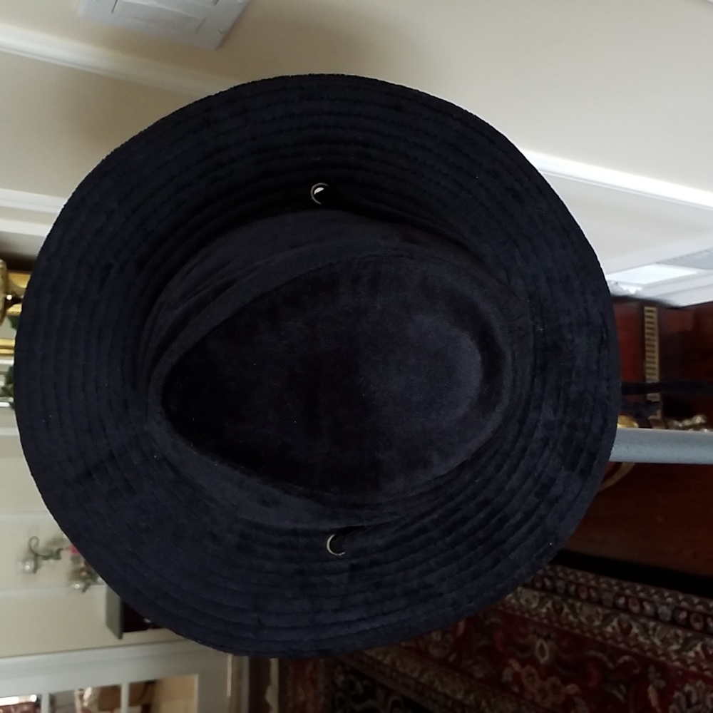 Black, Soft Fleece Cowboy Hat. Fleecy, Furry Suede-Like Material.